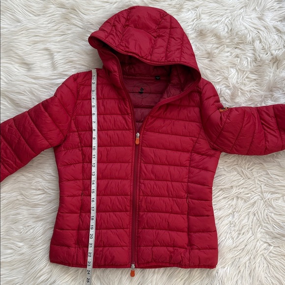 Save The Duck Classic Hooded Red Ultra Light Jacket Size 2/M - Picture 13 of 13